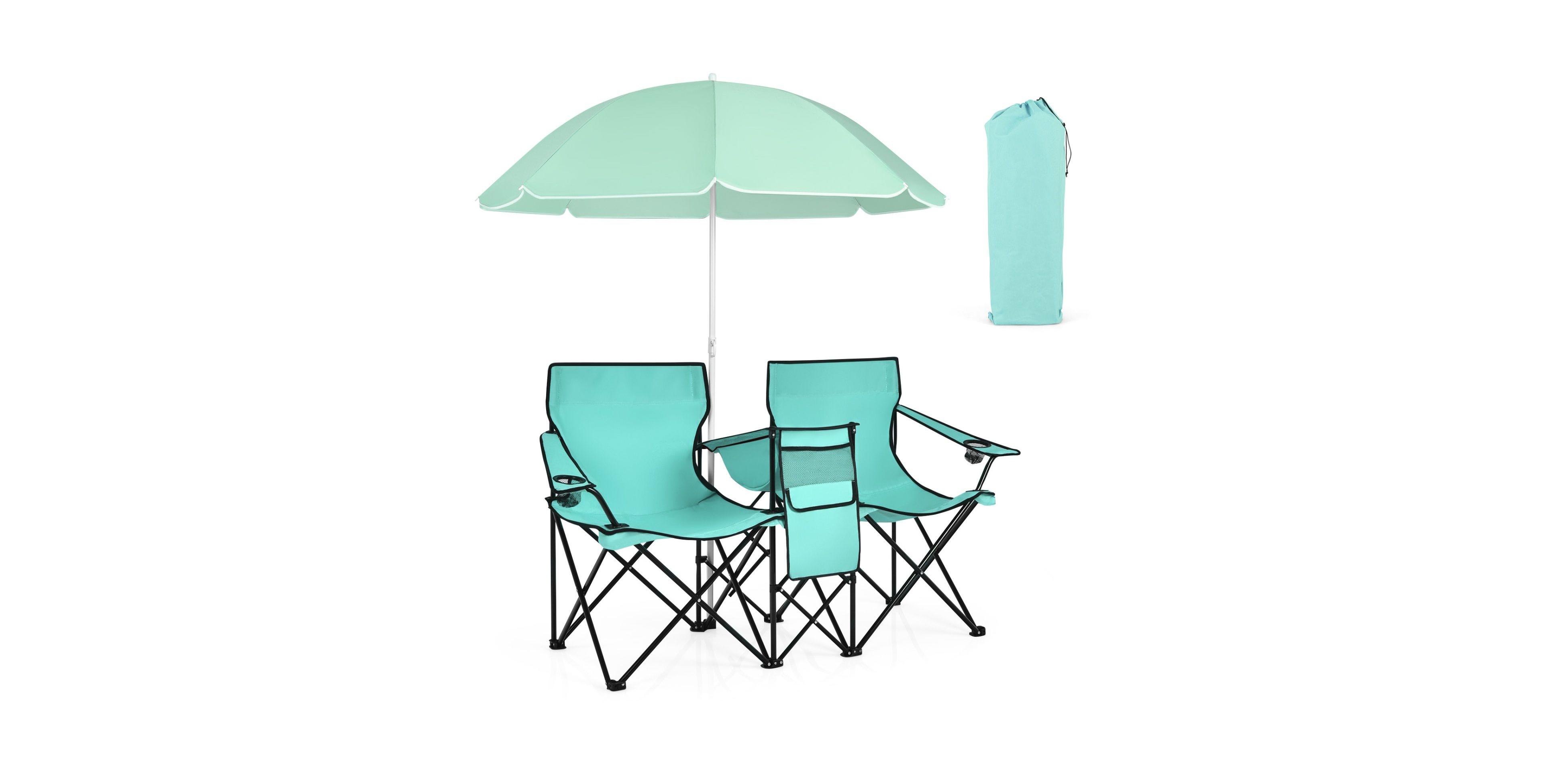 Portable Folding Double Picnic Chair with Removable Umbrella