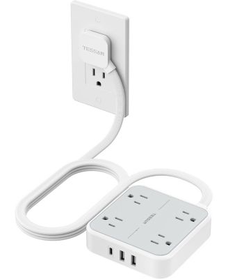 5-Ft Flat Power Strip 900J Surge Protection [Compatible with North American Plugs and Indoor Electronics]