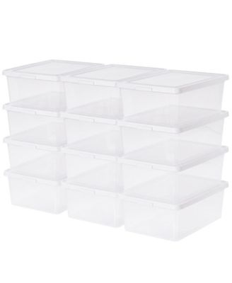 Storage Bins with Lids, Stackable Clear Plastic Box, 12-Pack, 17 Qt