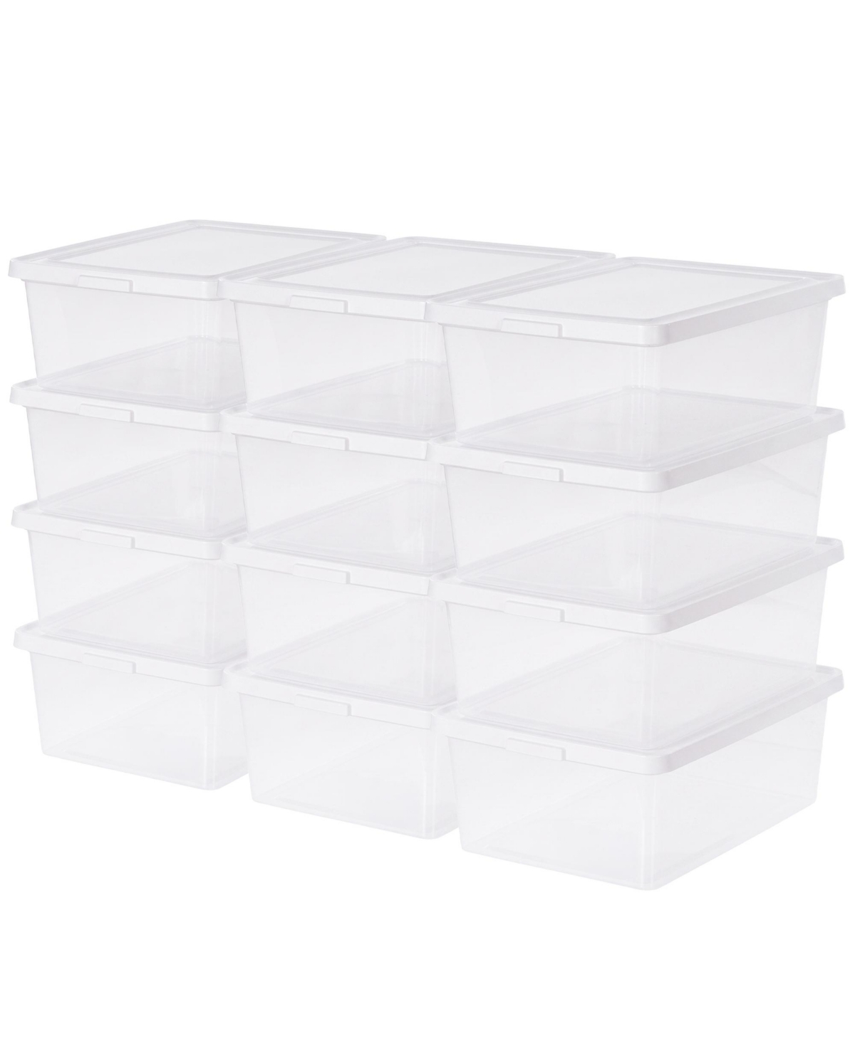 Iris Usa Storage Bins with Lids, Stackable Clear Plastic Box, 12-Pack, 17 Qt