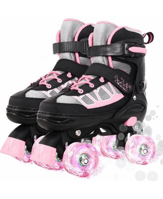 Adjustable Quad Roller Skates Light Up Wheels For Kids Beginners Outdoor Sports