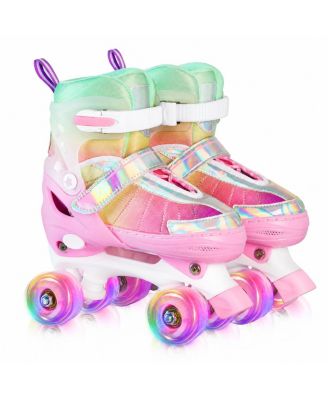 Adjustable Quad Roller Skates Light Up Wheels Gradient Outdoor Indoor