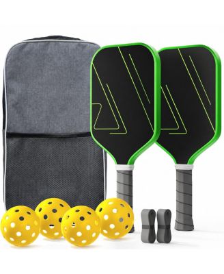 USAPA Approved 2 Pack Carbon Fiber Pickleball Paddles Set with Bag and Balls