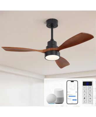 48-inch Indoor Modern 3-Solid Wood Ceiling Fan with Light Kit, Flush or Downrod, Tech Compatibility AMZ Alexa APP Remote Control