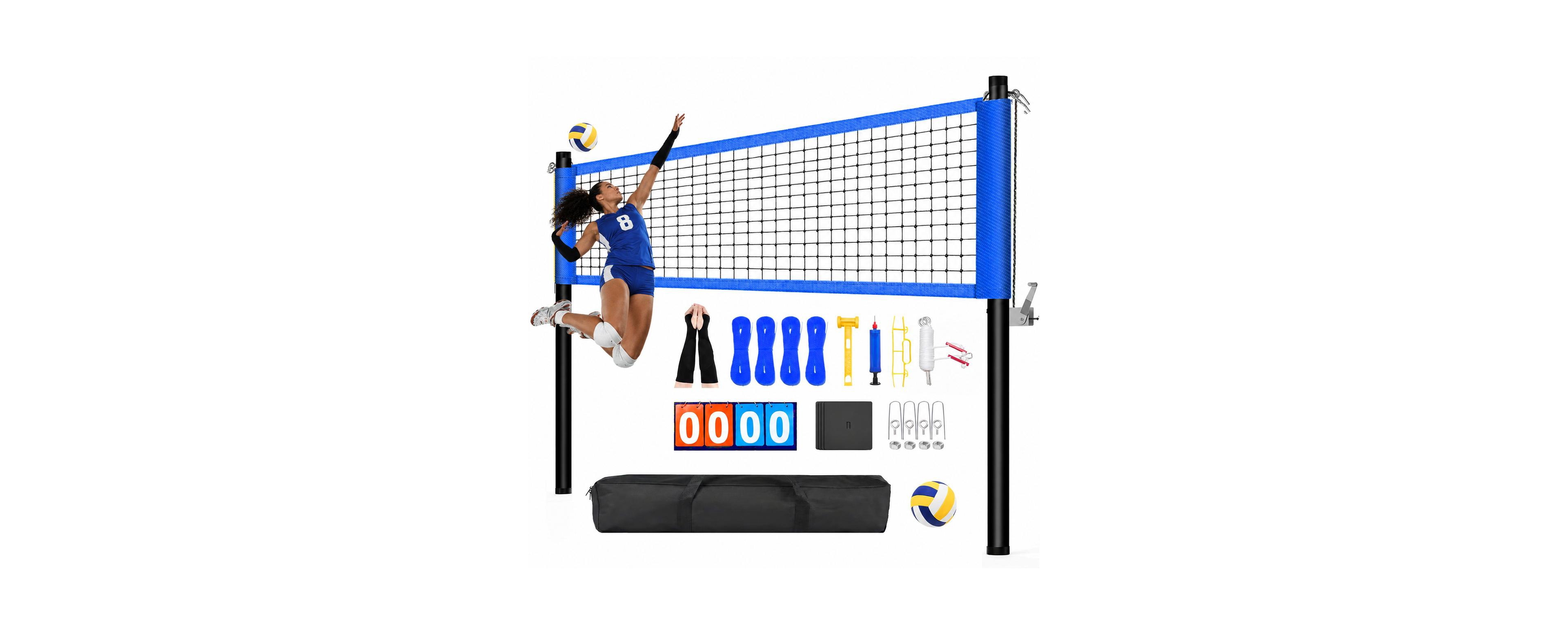 Furlihong 32ft Heavy Duty Portable Adjustable Volleyball Net with Arm Sleeves for Outdoor Beach Backyard