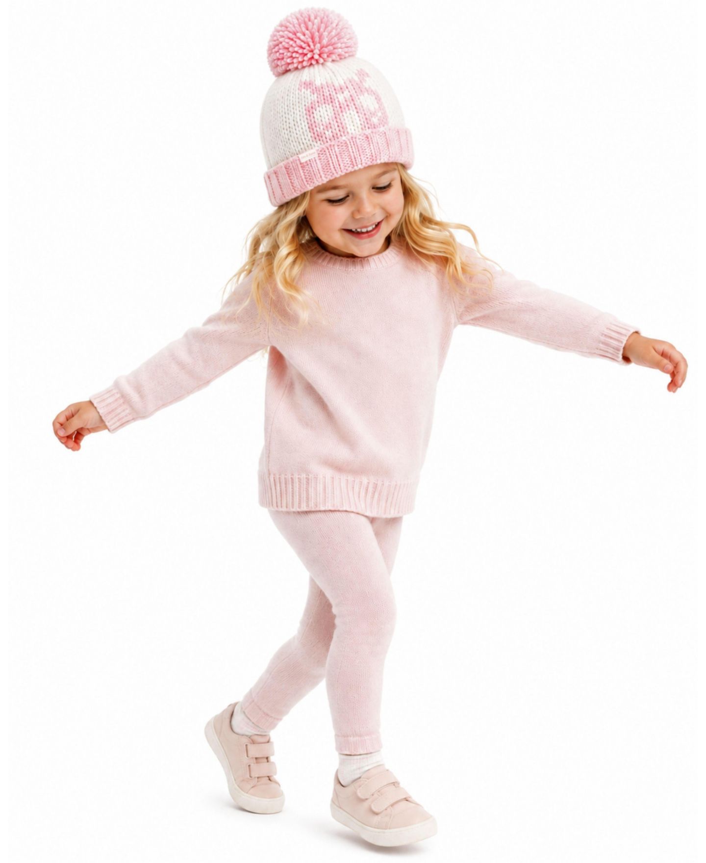 Тапочки Bits & Bows Ballet Slippers Oversized-Pom Bobble Hat для девочек, цвет: Розовый / Белый — фото 3
