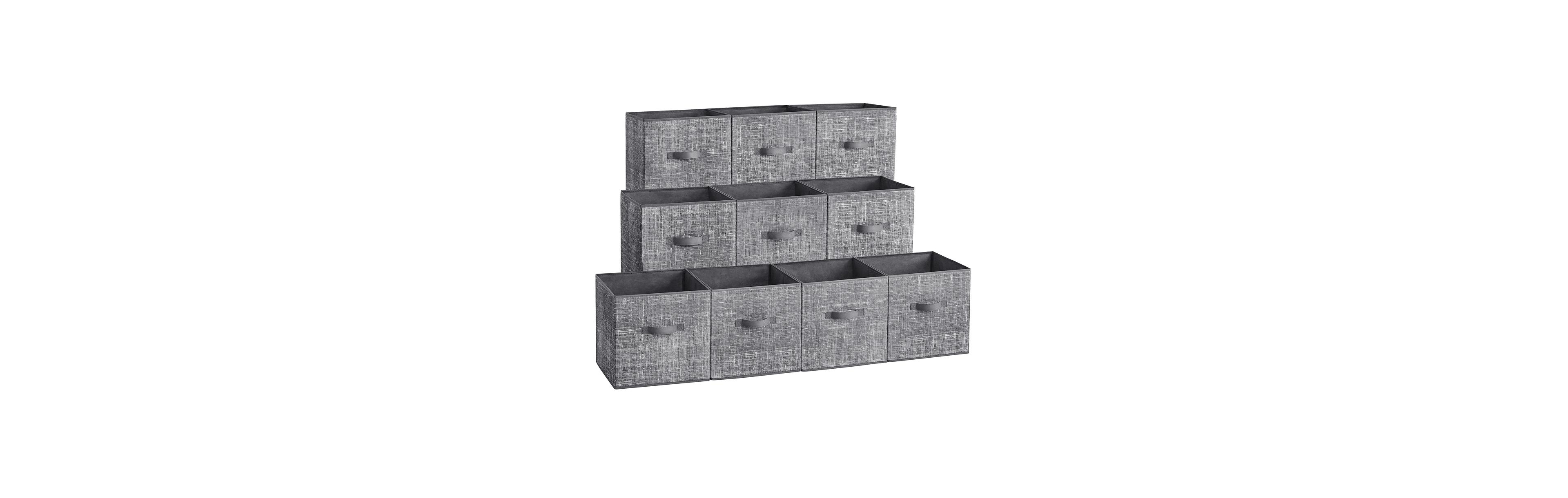 Slickblue 10 Pack Non Woven Fabric Storage Bins with Handles for Closet Organization