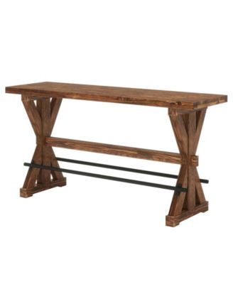 Counter Height Solid Wood Bar Table with X Base for Dining Room and Home