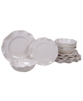 Perlette Cream Melamine 12-Pc. Dinnerware Set, Service for 4