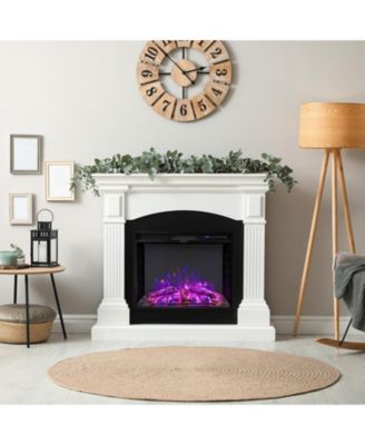 26" Recessed Electric Fireplace, 3 Flame Colors 6 Brightness, Resin Logs
