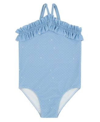 Girls' 4-16 Crossover-Back Ruffle-Trim One-Piece Swimsuit