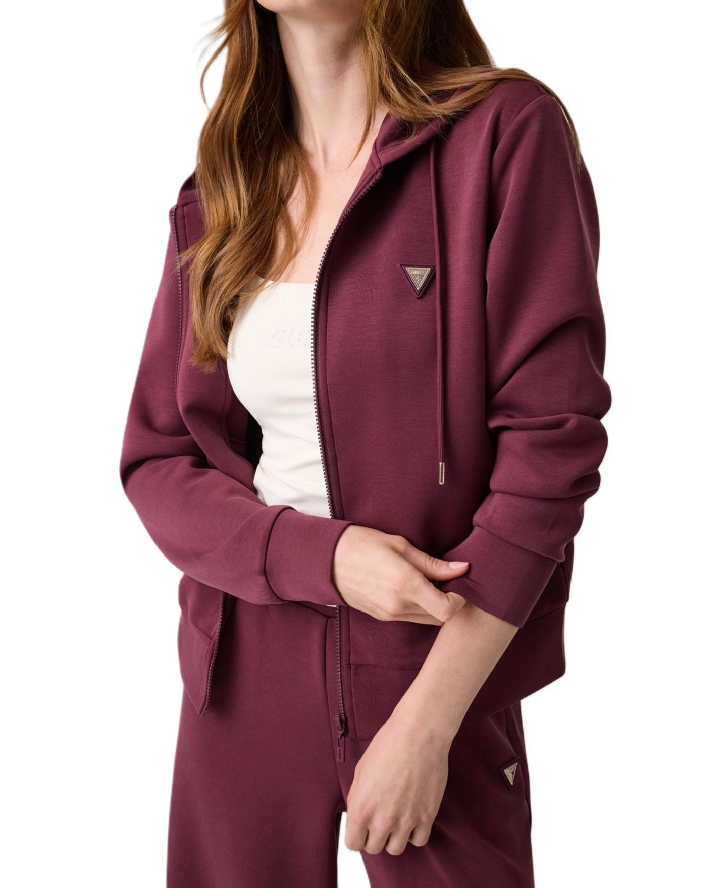 Женское худи GUESS Olympe Full-Zip, цвет: Красный чёрный — фото 3