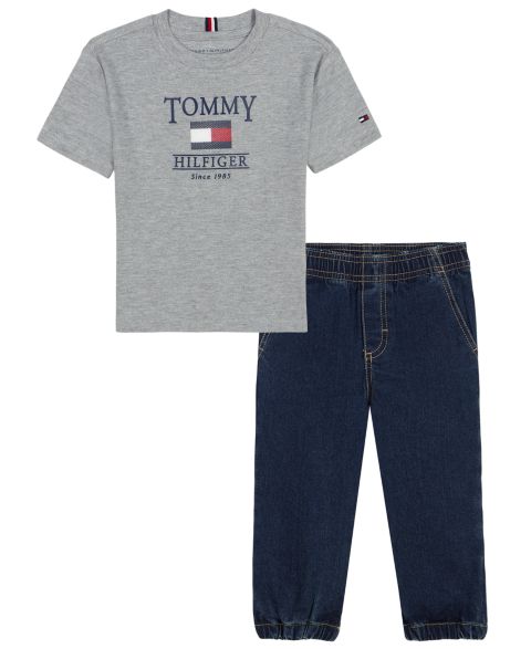 Tommy Hilfiger Toddler Boys' 2T-4T Logo Short-Sleeve T-Shirt and Joggers, 2-Piece Set, цвет: Разноцветный