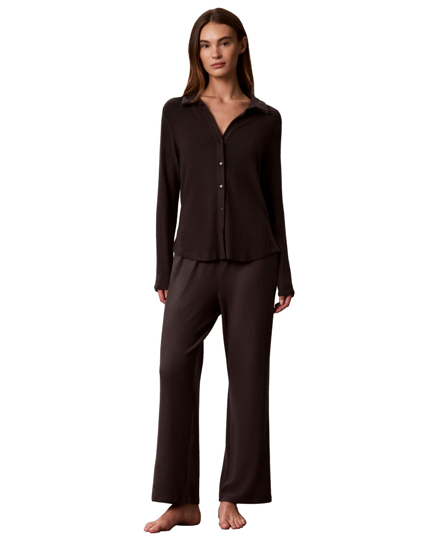 Пижамные брюки Straight-Leg — Calvin Klein, цвет: Чёрный устричный — фото 2