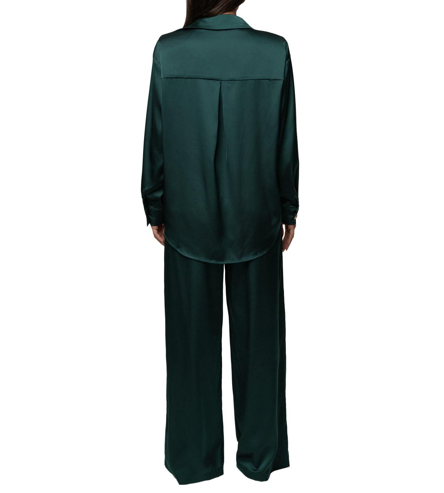 Женская блузка JLUXLABEL Island Ease Long-Sleeve Button-Down Satin, цвет: Изумрудный — фото 7