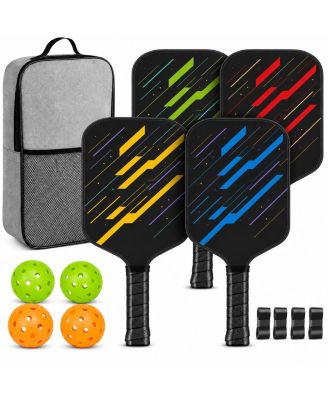 4 Pack Carbon Fiber Pickleball Paddles Set With Balls Bag For Beginners All Skill Levels