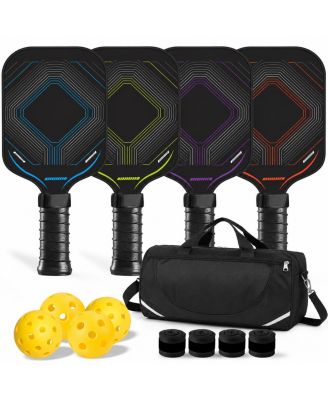 4 Player Lightweight Graphite Pickleball Paddle Set With Balls And Carry Bag