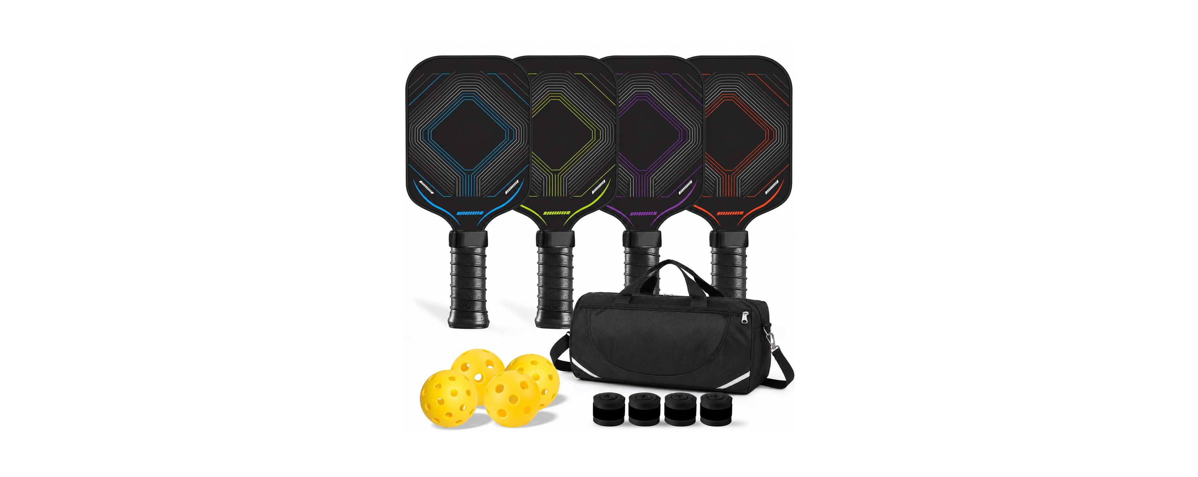 Sportneer 4 Player Lightweight Graphite Pickleball Paddle Set With Balls And Carry Bag