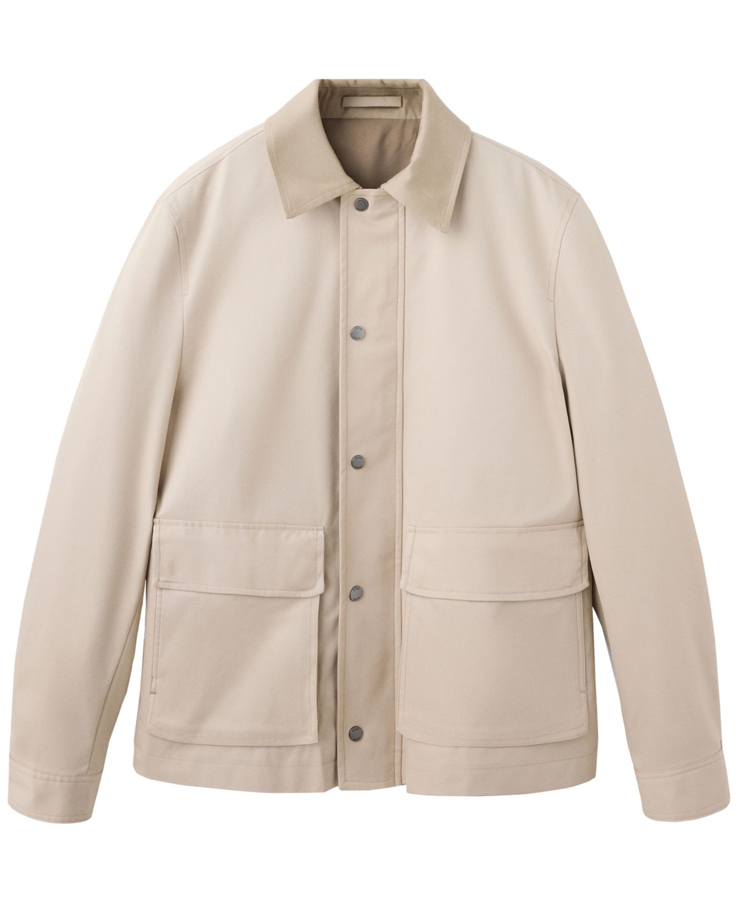 Мужская куртка Mango Water-Resistant Straight-Fit Shirt Jacket, цвет: Бежевый — фото 6