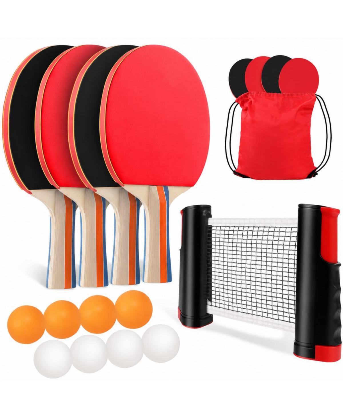 Sportneer Ping Pong Set With Rackets Balls Retractable Net Carry Bag For Indoor Outdoor Games
