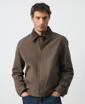 Men's Corduroy Collar Denim Straight-Fit Jacket