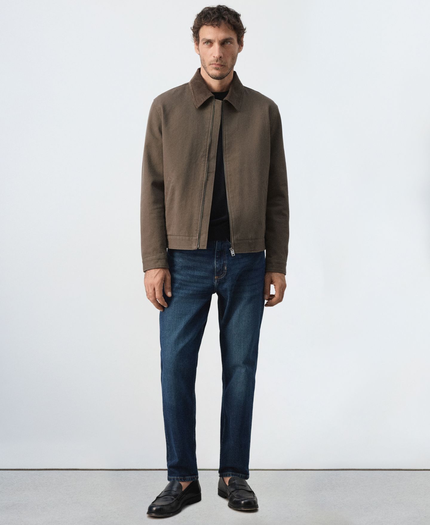 Мужская куртка Mango Corduroy Collar Denim Straight-Fit, цвет: Коричневый — фото 2