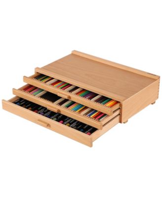 6 Drawer Beech Wood Art Supply Organizer With Removable Dividers Portable Storage Box