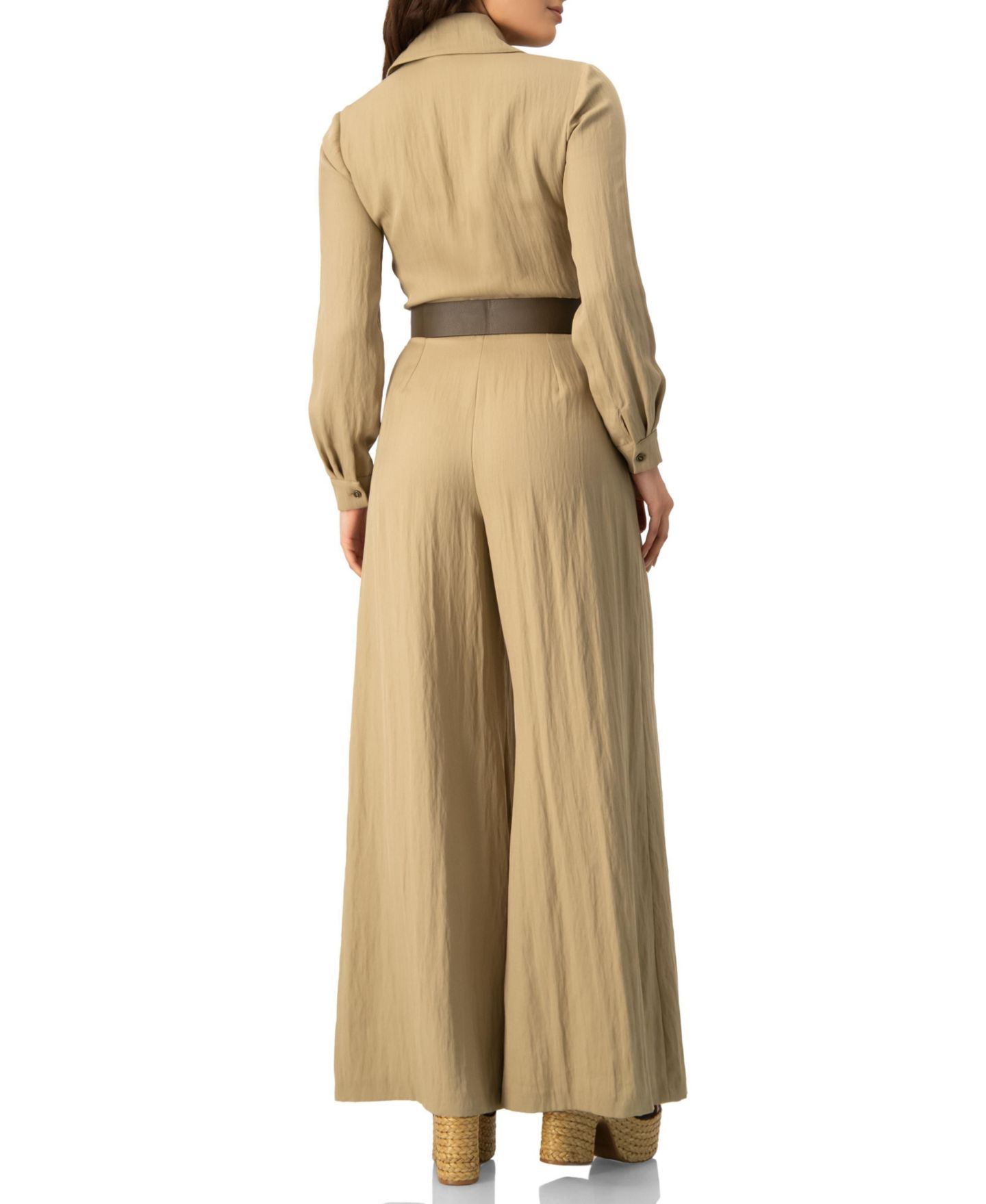 Женский комбинезон Ivonne Long Sleeve Button-Front Safari Utility Wide-Leg Jumpsuit, цвет: Хаки — фото 2