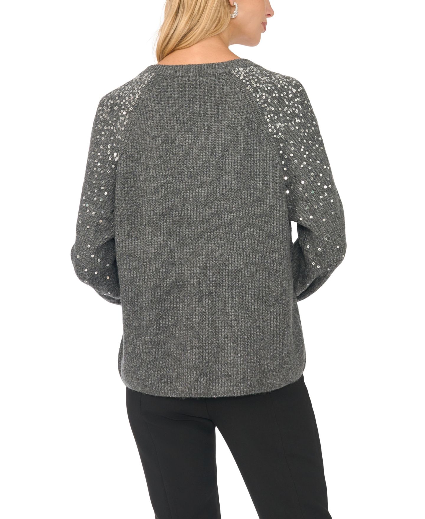 Женский свитер Vince Camuto V-Neck Sequin Ribbed-Knit, цвет: Medium Hea — фото 4