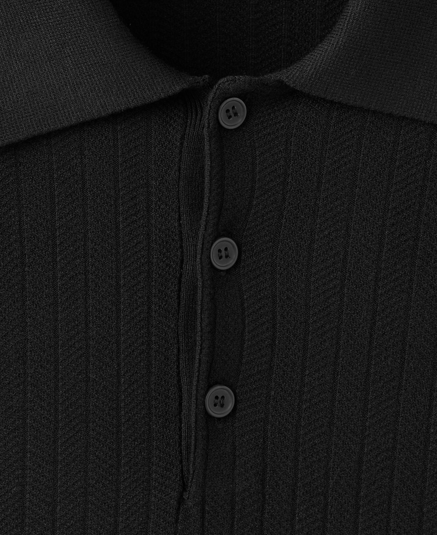 Мужское поло Mango Fine Rib-Knit Regular-Fit Polo, цвет: Чёрный — фото 7