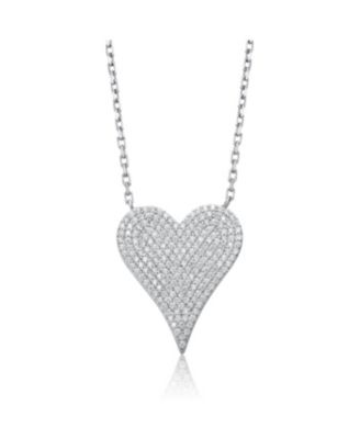 Sterling Silver with Pave Cubic Zirconia Heart Layering Necklace