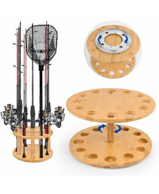 360 Degree Rotating Fishing Rod Floor Rack Holder Holds 12 Rods