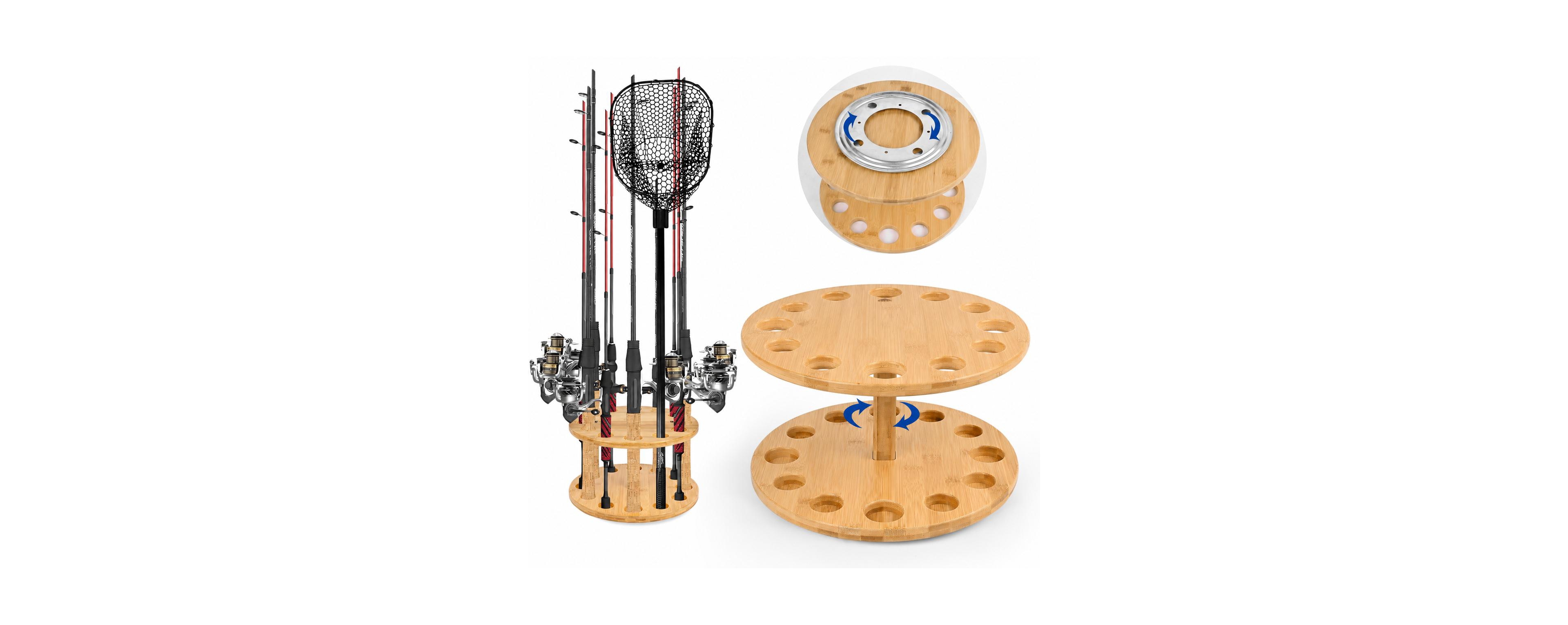 Magicorange 360 Degree Rotating Fishing Rod Floor Rack Holder Holds 12 Rods