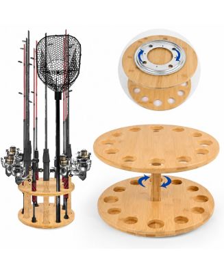 Magicorange 360 Degree Rotating Fishing Rod Floor Rack Holder Holds 12 ...