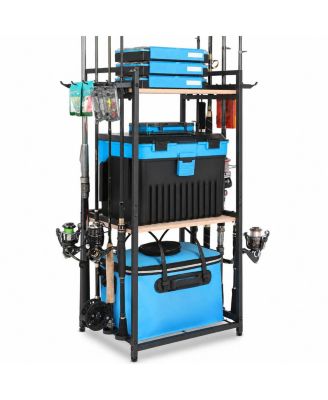 3 Tier Fishing Rod Holder Garage Storage Rack Holds Up To 8 Rods Tackle Organizer