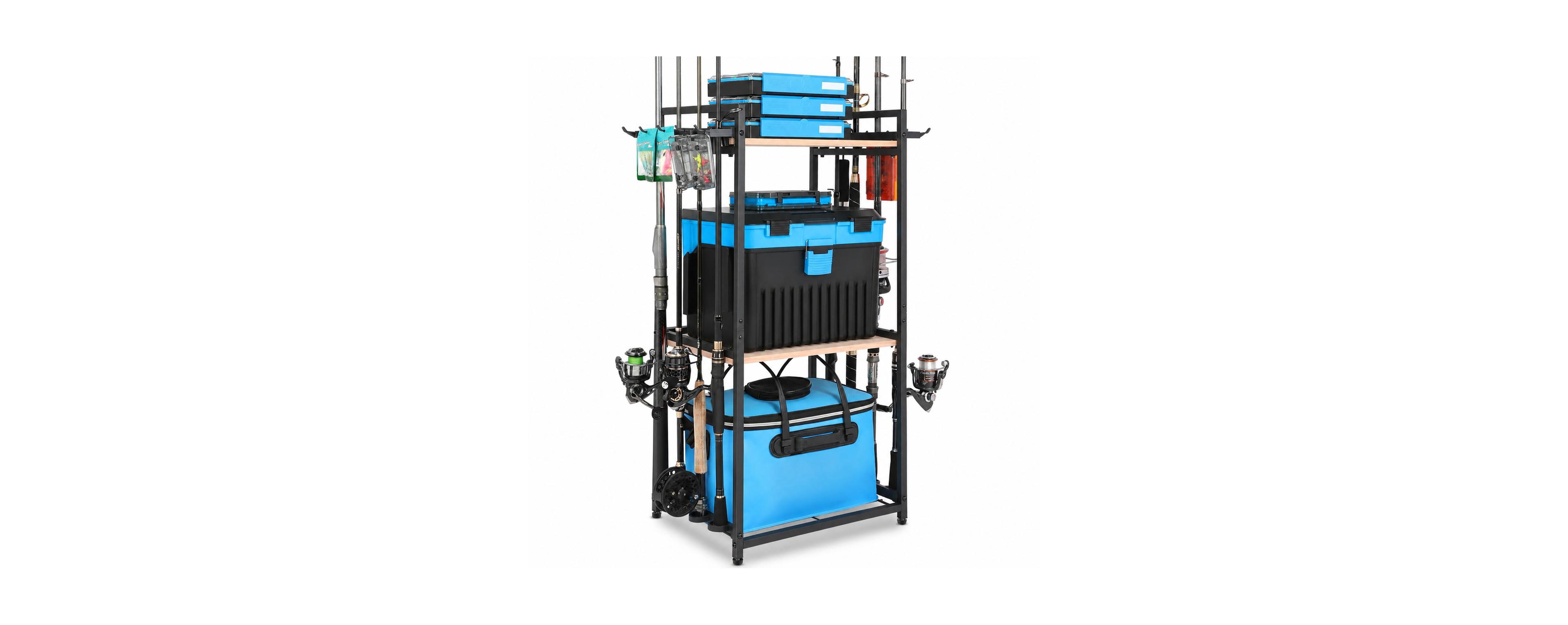 Magicorange 3 Tier Fishing Rod Holder Garage Storage Rack Holds Up To 8 Rods Tackle Organizer