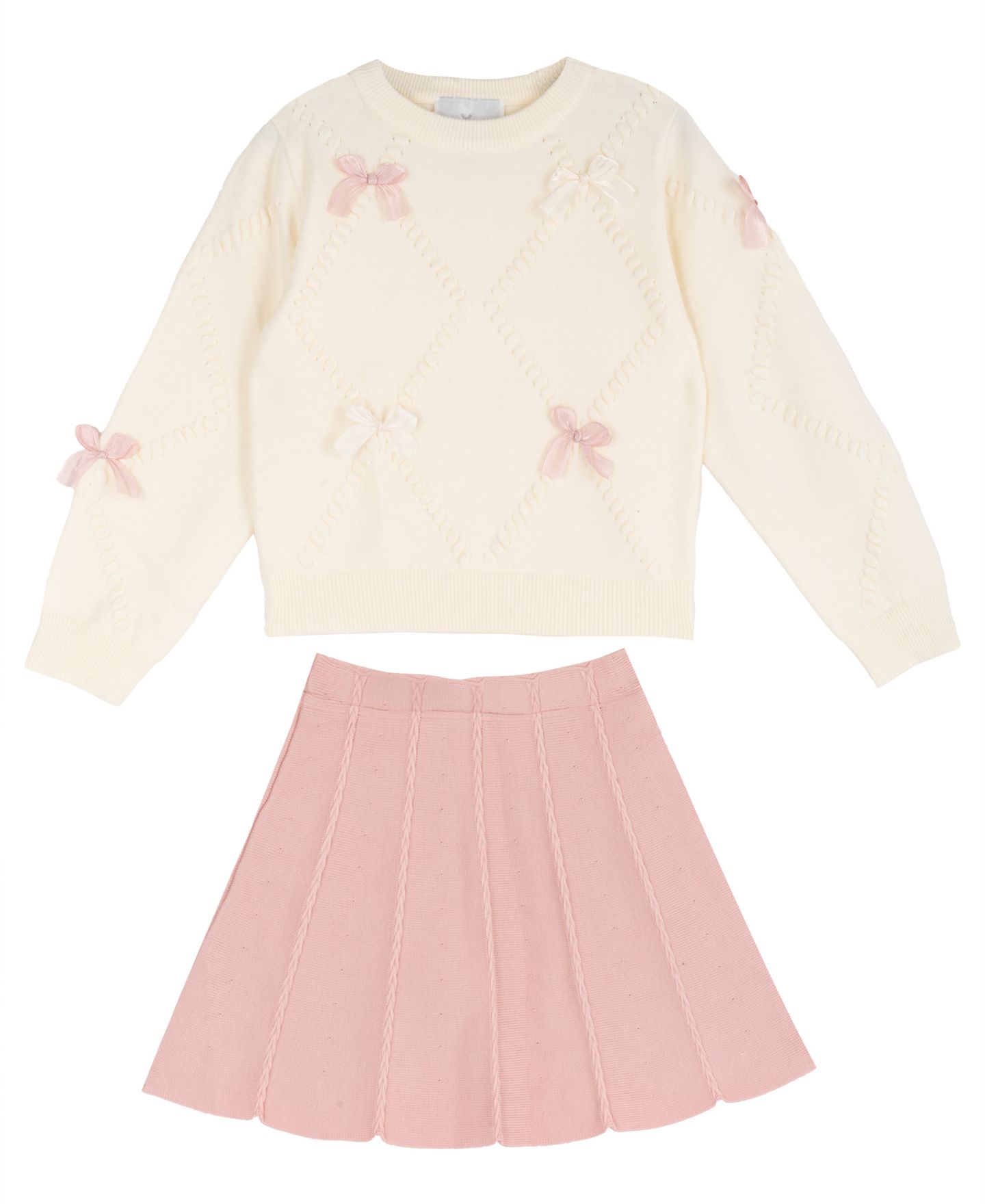 Rare Editions Girls' 2T-6X Bow Long-Sleeve Sweater and Skirt, 2-Piece Set, цвет: Слоновая кость — фото 2