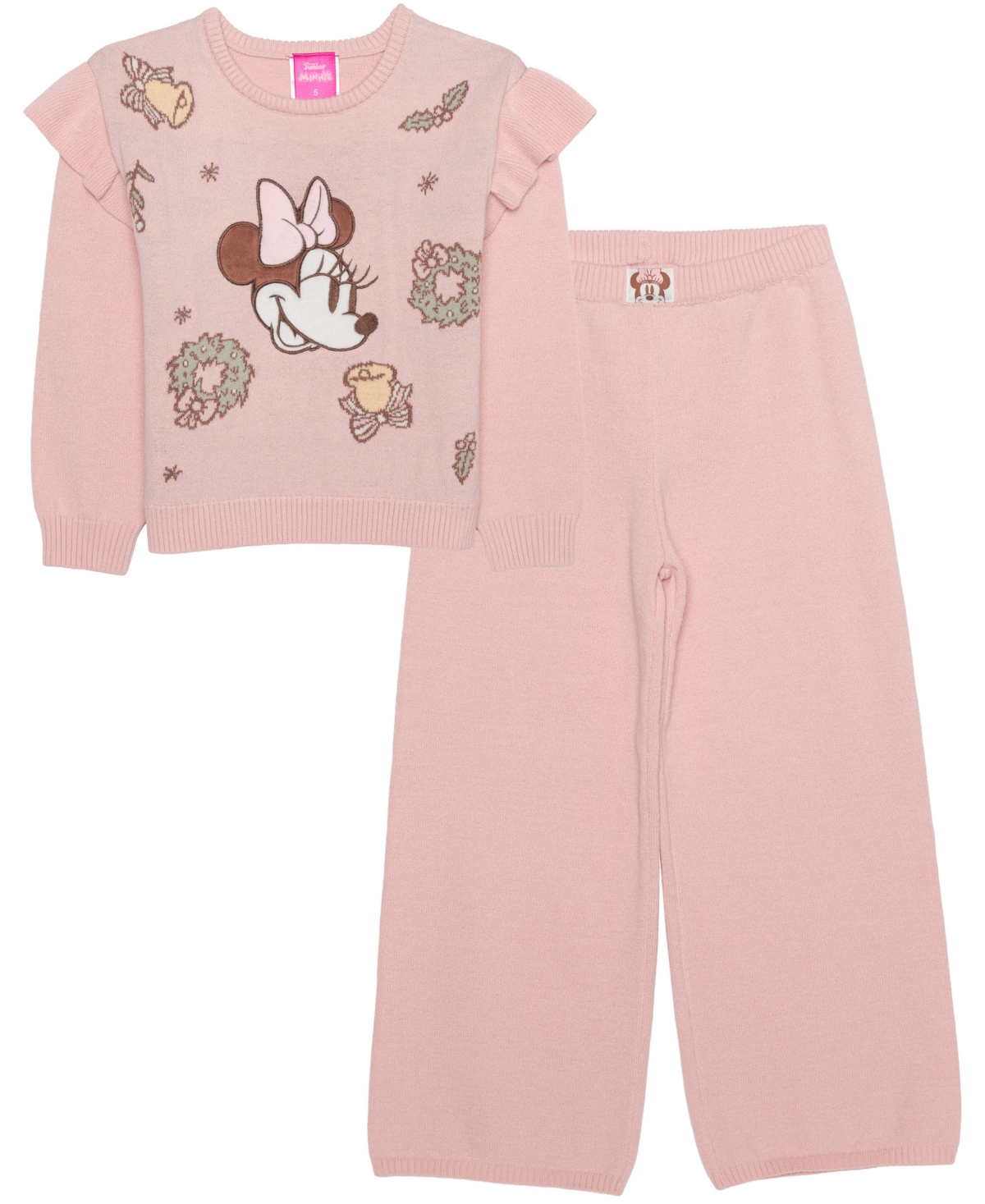 Disney Toddler Girls' 2T-6X Long-Sleeve Minnie Mouse Sweater and Pants, 2-Piece Set, Created for Macy's - Pink
