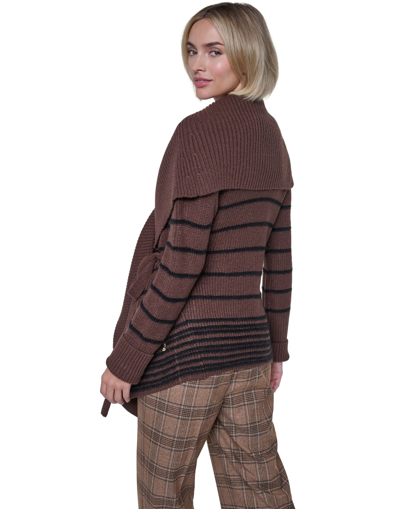 Женский кардиган Sonia Rykiel Shawl-Collar Striped, цвет: Трюфельный / Чёрный — фото 3