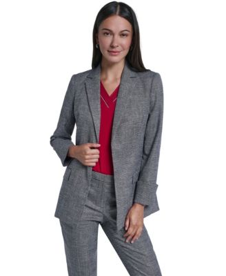 Women's Print Notch-Collar Flap-Pocket Blazer