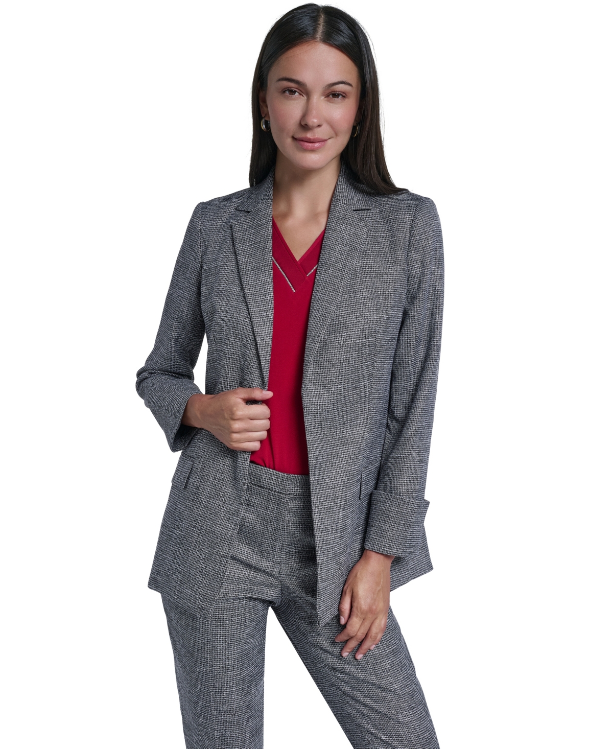Calvin Klein Women's Print Notch-Collar Flap-Pocket Blazer