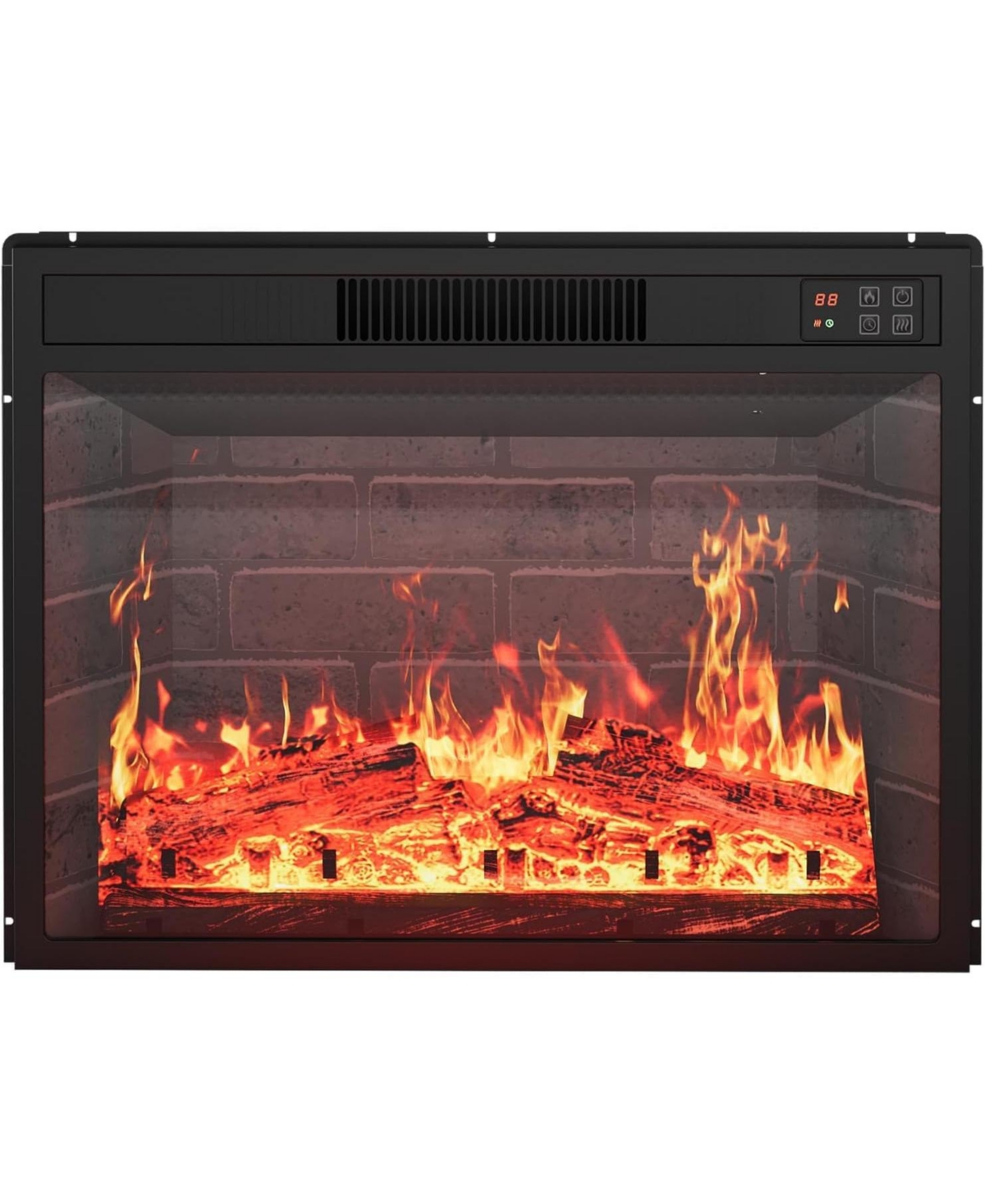 homfan 23-Inch Black Electric Fireplace, 1500W Recessed Fireplace Heater with Adjustable Flame and Ember Brightness, Remote Control, 0.5–9H Timer