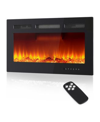 30-Inch Ultra-Thin Electric Fireplace, 750/1500W Recessed or Wall-Mounted Heater, 12 Flame Colors, Remote, 12H Timer, Touch Screen