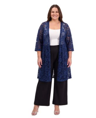 Plus Size Floral Lace Open-Front Jacket