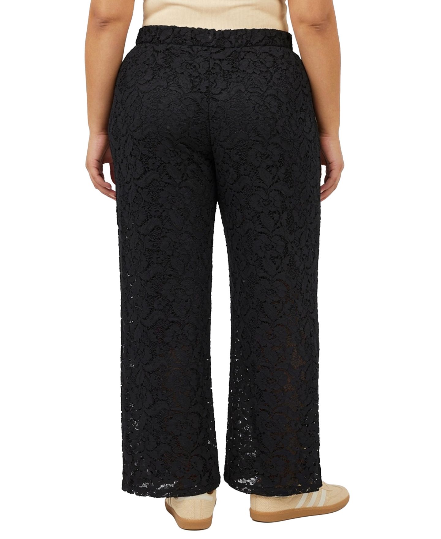 Женские брюки 24seven Comfort Apparel Plus Size Lace Wide-Leg, цвет: Чёрный — фото 3