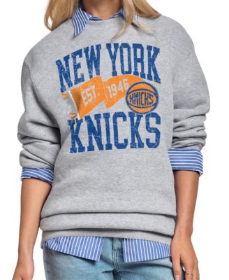 Women's Gray New York Knicks Pennant Fleece Sweatshirt