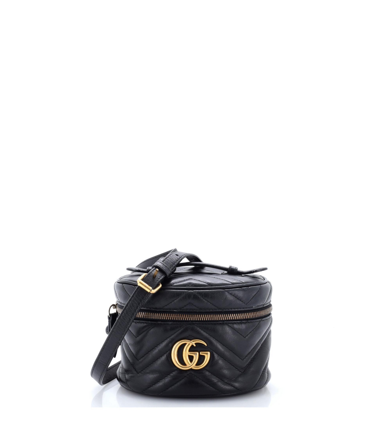 Pre-Owned Gucci Mini Gg Marmont Vanity Backpack Matelasse Leather - Black