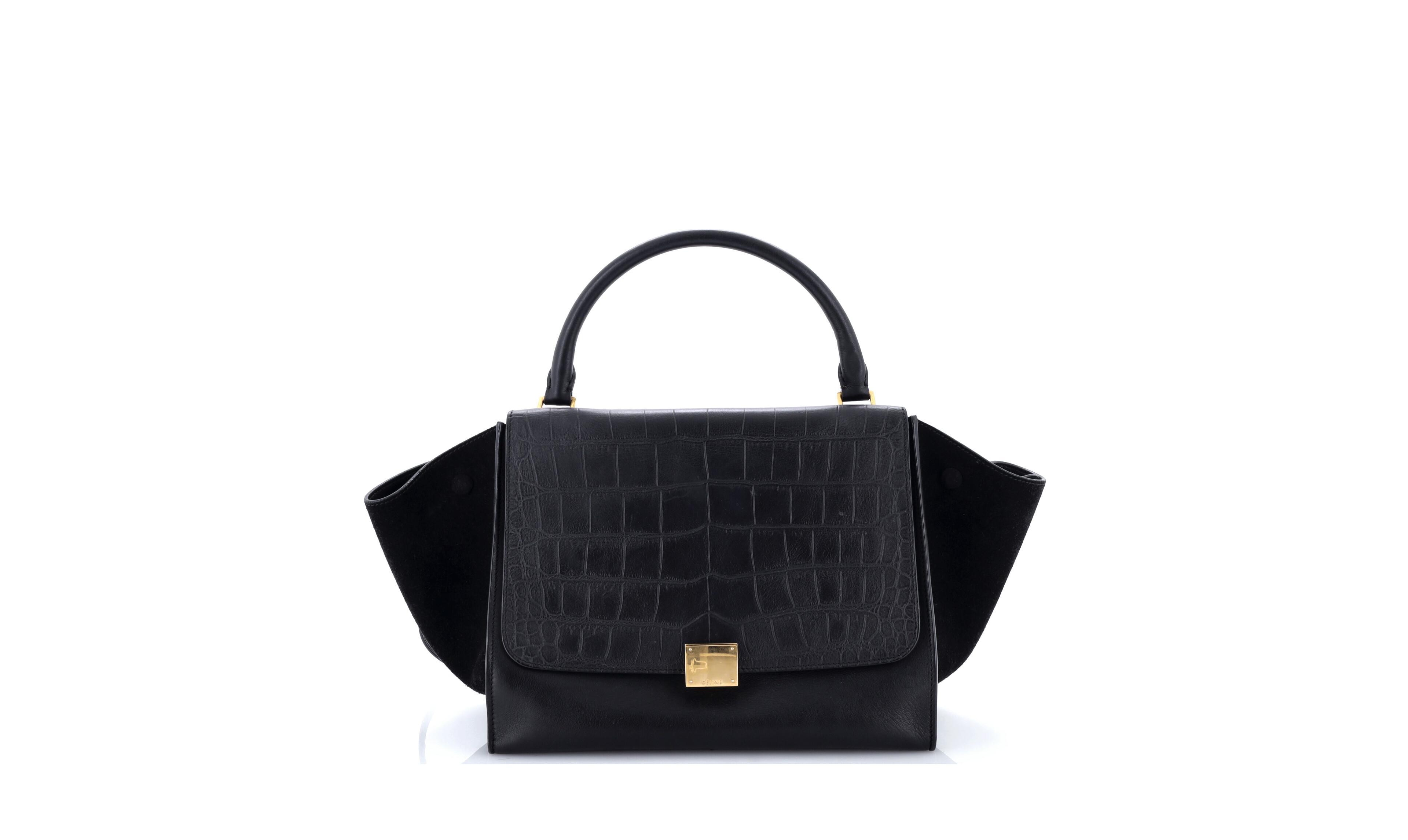 Pre-Owned Celine Medium Trapeze Bag Embossed Leather