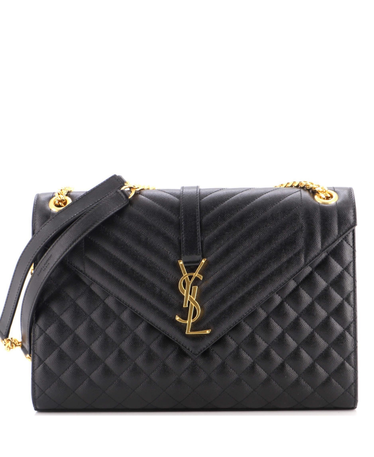 Pre-Owned Saint Laurent Large Classic Monogram Envelope Satchel Mixed Matelasse Leather - Black