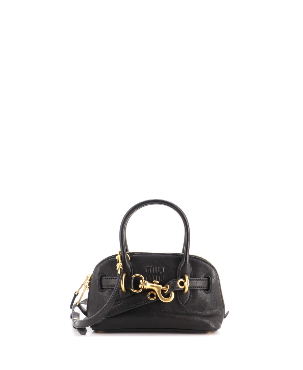 Pre-Owned Miu Miu Mini Aventure Crossbody Zipper Tote - Black